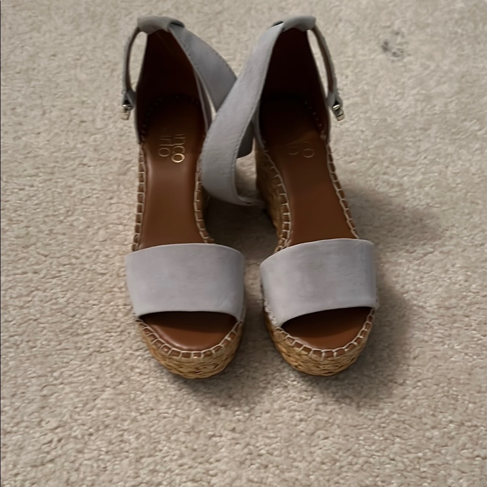 Franco Sarto Gray Espadrille Sandals with Cork Wedge